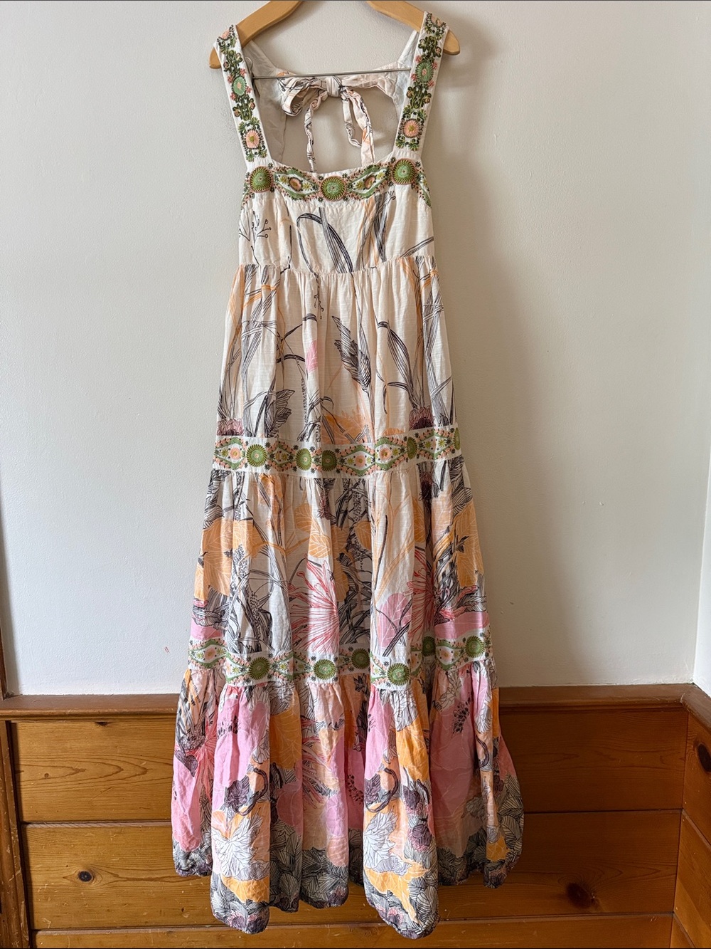 Anthropology Square Neck Floral Tiered Maxi Dress S - Picture 4 of 9